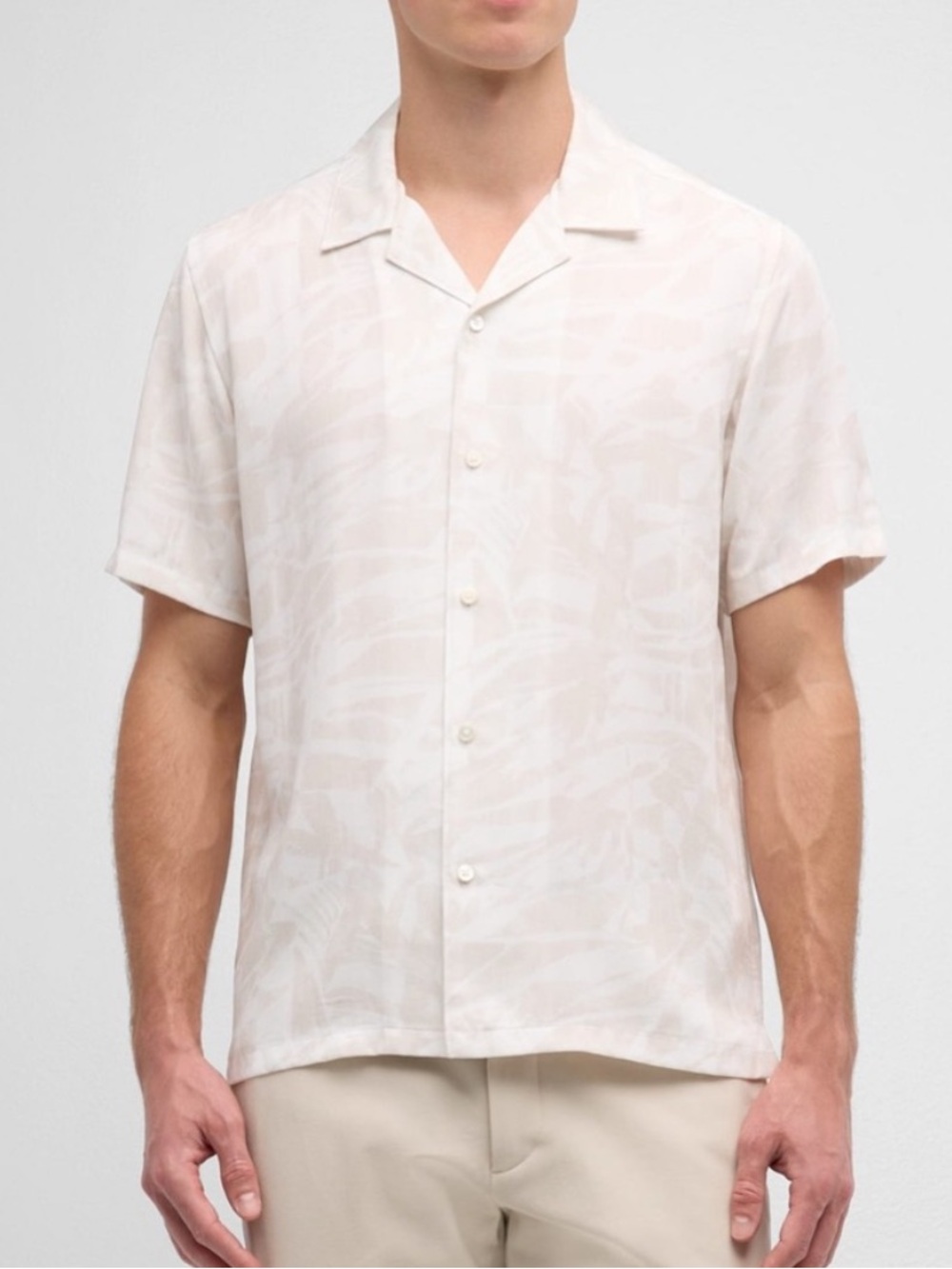 Theory Irving Short Sleeve Shirt in Abstract Palm SZ XL EUC